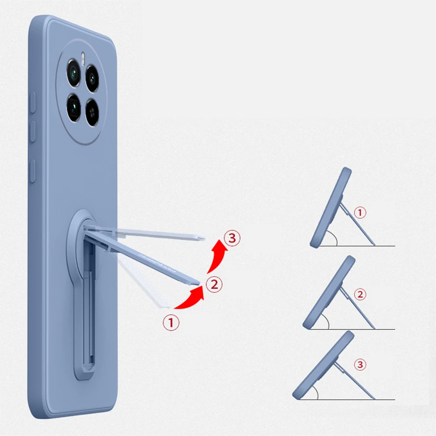 Shockproof Silicone Phone Case with Bracket Holder and Screen Protector