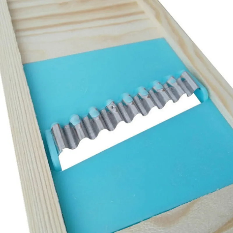 3-in-1 Stainless Steel Fries Grid Cutter - Rust-Resistant Potato &Vegetable Slicer with Wooden Base for French Fries&Hash Browns