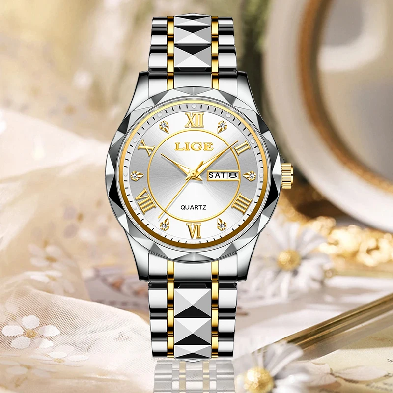 LIGE Fashion Luxury Waterproof Watch for Women Luminous Date Stainless Steel Band Quartz Women's Ladies Wristwatches Reloj Mujer 3