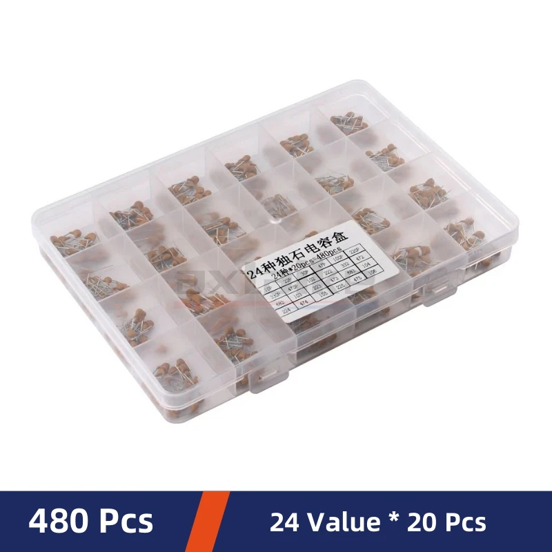 Monolithic Ceramic Capacitor Kits 10pF-10uF 50V 106 105 474 104 103 102 101 33 47 56 68 PF 10NF 100NF MLCC 180/300/480/500PCS ceramic capacitor,multilayer capacitor