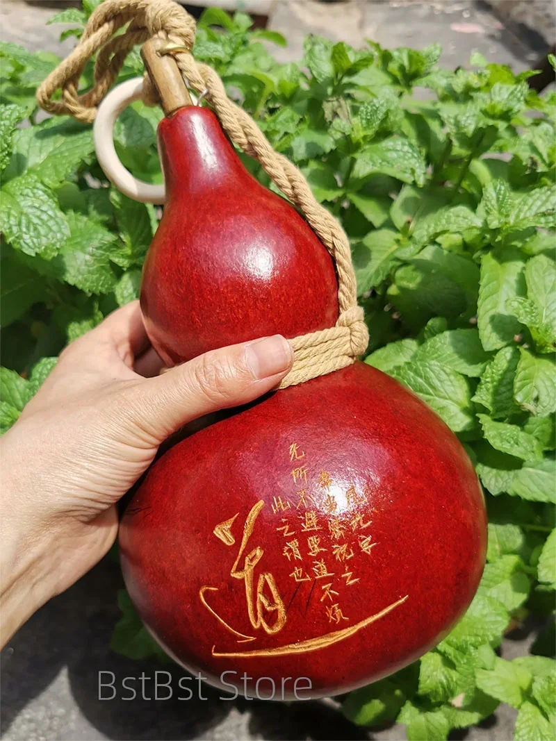 Description Picture 4 of itemNatural Gourd Water Bottle Camping Hiking Hulu Hulou Flask Calabash Table Decor Chinese Pumpkin Portable Drinks Holder Ornament