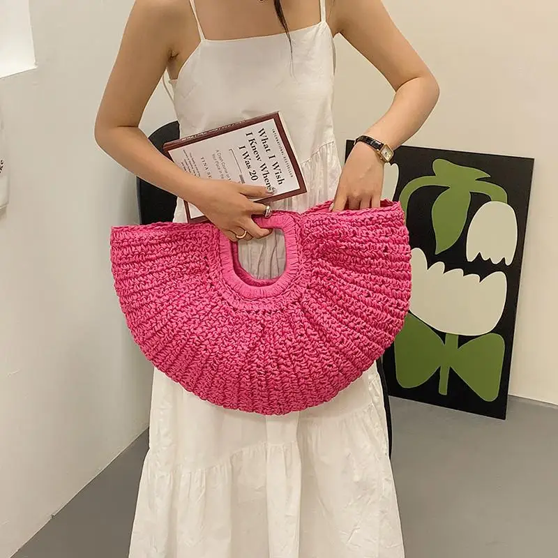 Grass Woven Handbag Fashionable Stylish Minimalist Elegant Personalized Large Capacity New Trendy and Casual Top-Handle Bag