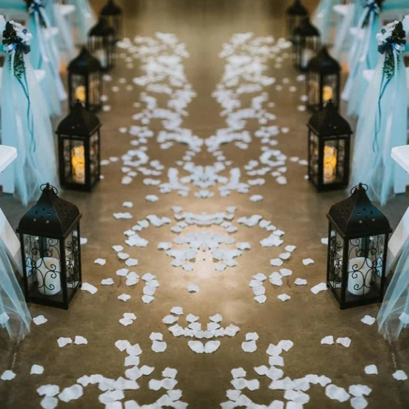 Artificial Rose Petals 1200 pieces of artificial silk white rose petals for wedding Wedding flower child basket Party anniversary decoration