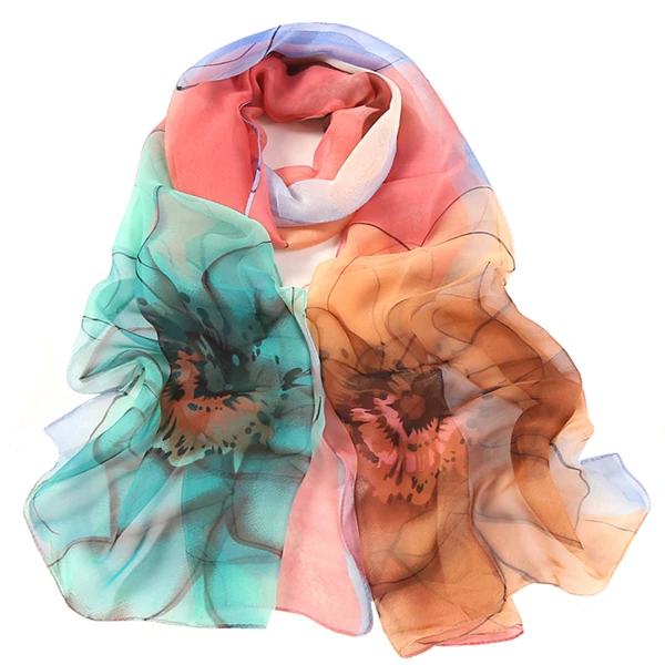 flower design georgette thin women's scarf