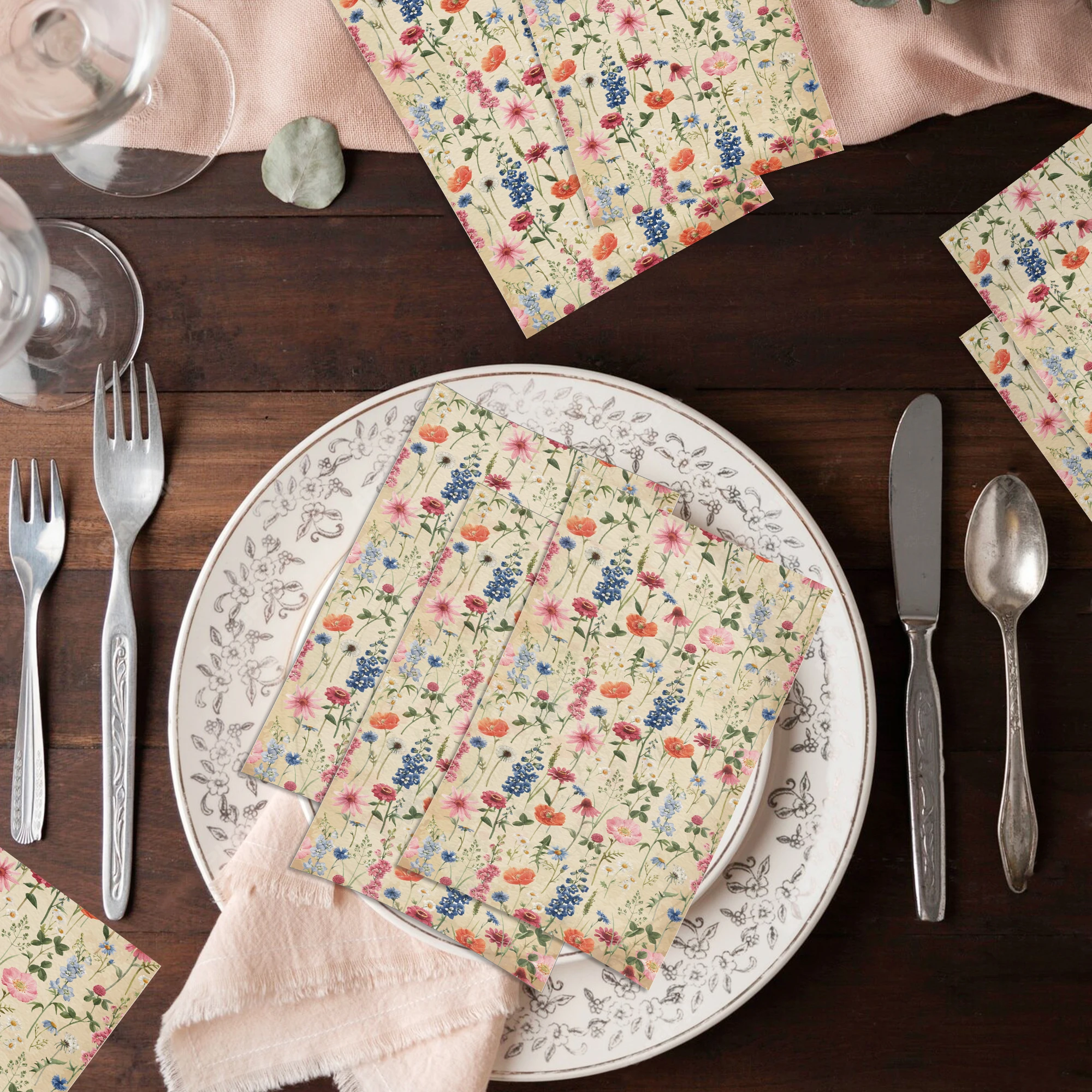 20/40 Stück Frühlingsblumen-Servietten, Einweg-Tischservietten, Papier-Tücher für Hochzeit, Geburtstag, Dekoration, Partyzubehör – Detail 33