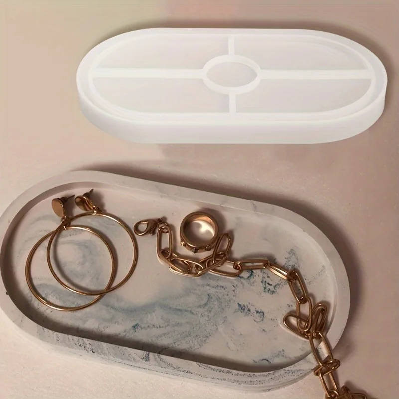 1pc Cement Silicone Molds Oval Tray | DIY Concrete Plaster Coaster Pottery Mould Home Decoration Handmade Crafts Ornement