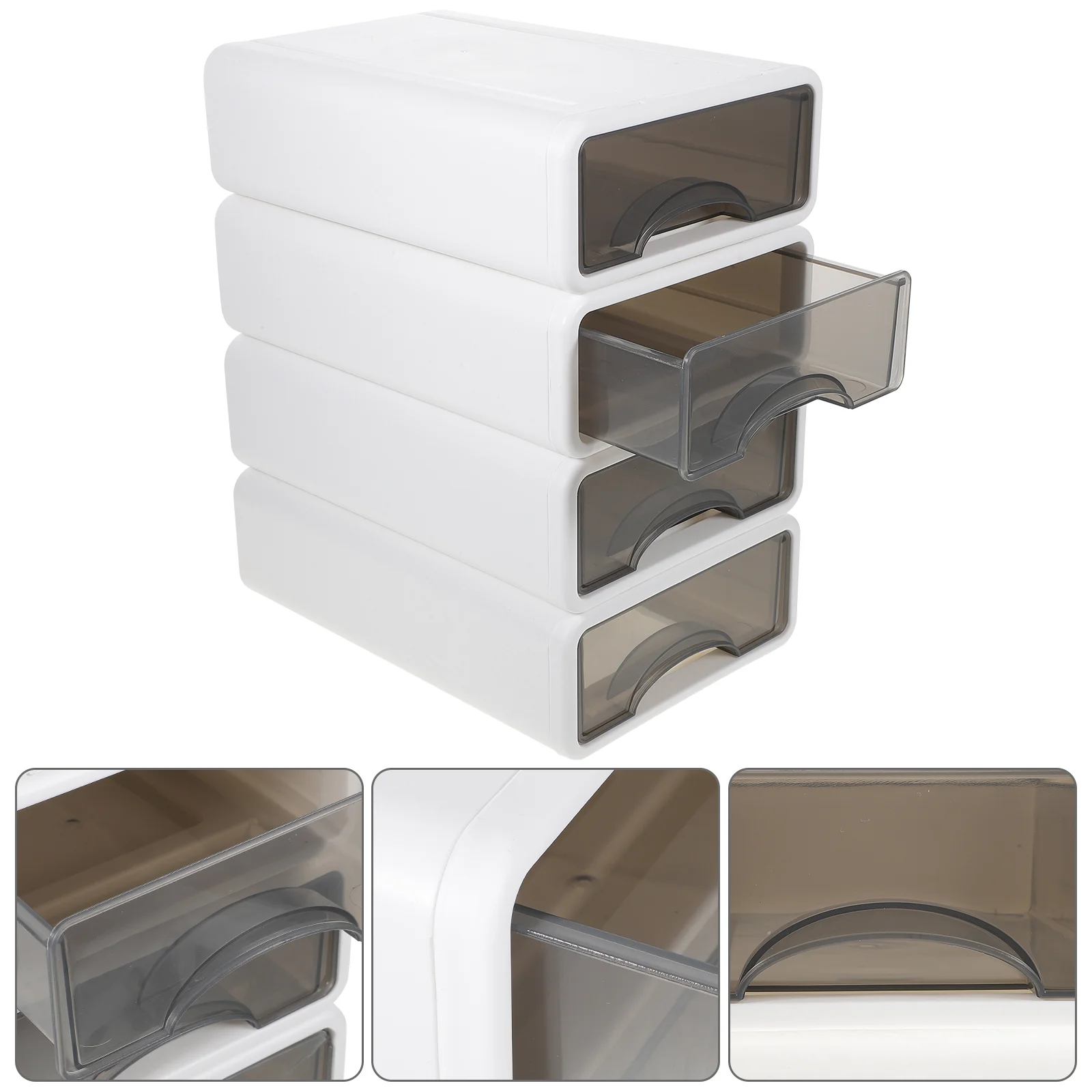 

4 Pcs Storage Box Drawer Office Plastic Drawers Stackable Pp Organizer for Desk