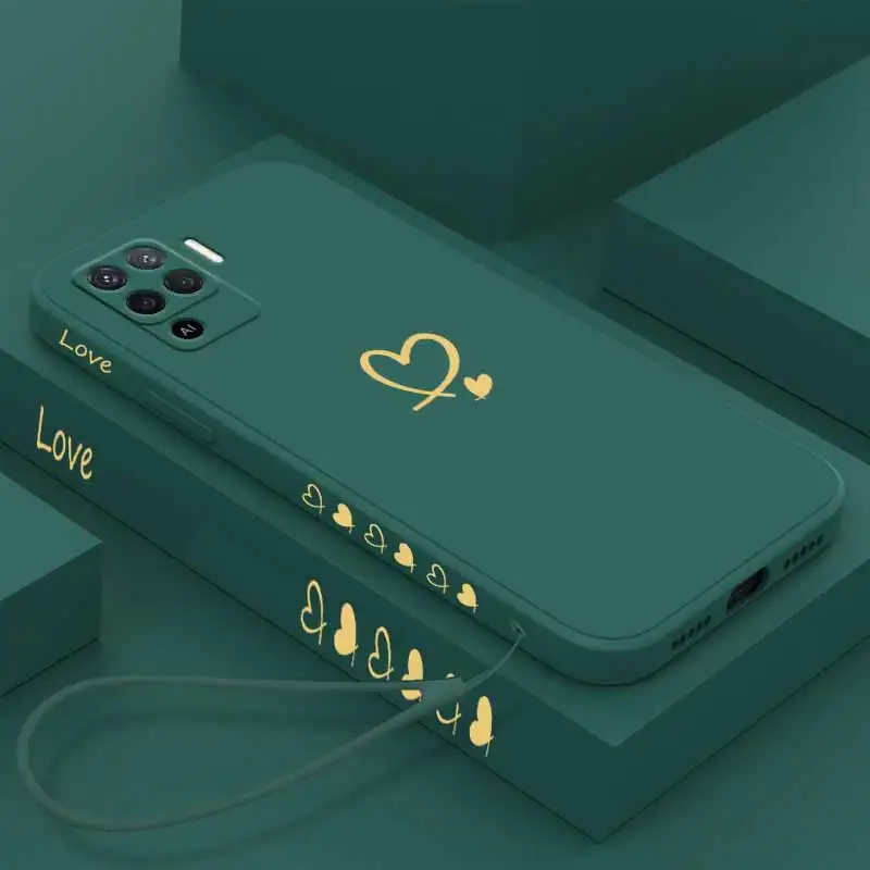 Love Heart Liquid Lanyard Silicone Phone Case