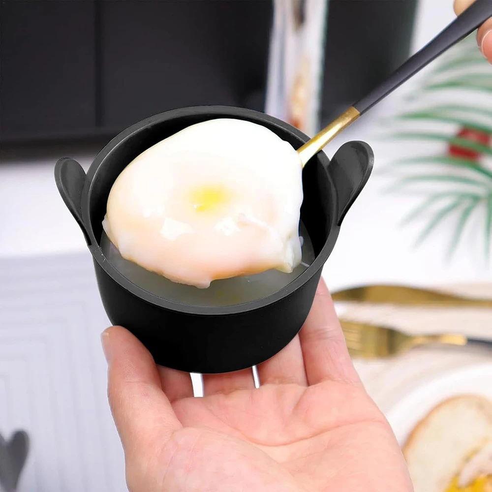 4Pcs Silicone Egg Poaching Cups Egg Poacher Molds Non-Stick Cake Muffins Cupcakes Moulds Tart Pie Desserts Baking Accessories