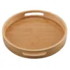 Round Serving Bamboo Wooden Tray for Dinner Trays Tea Bar Breakfast Food Container Handle Storage Tray  1 1
