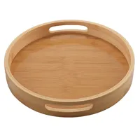 Round Serving Bamboo Wooden Tray for Dinner Trays Tea Bar Breakfast Food Container Handle Storage Tray  1 1