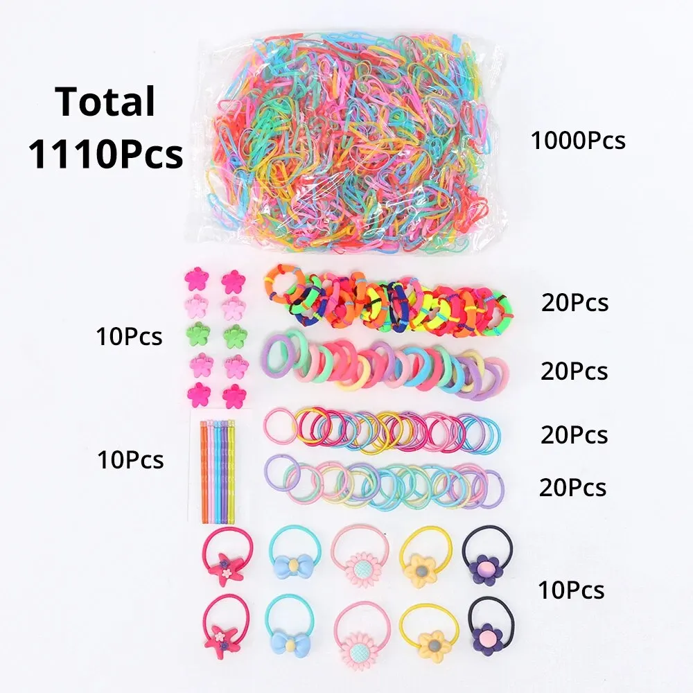 Hair Accessories Set Hairstyle House Play Toy Girl Elastic Hair Bands Hairpins Flower Claws Ties 1110PCS
