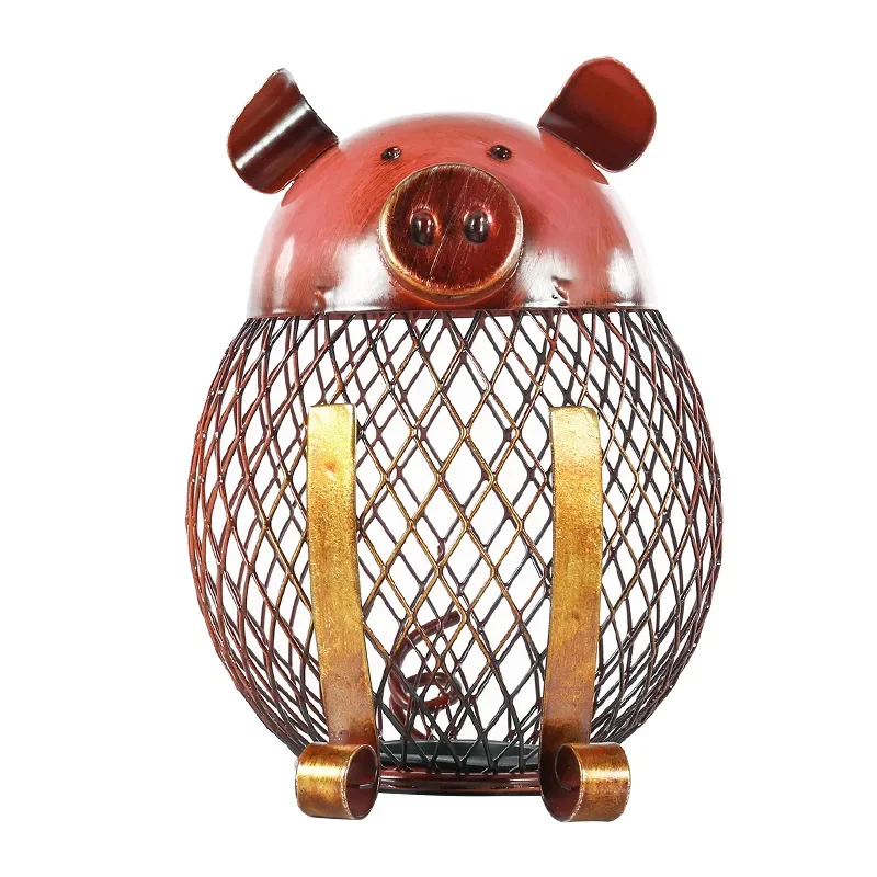 

Cute Piggy Bank Orange Retro Creative Ornament Home Metal Decoration Crafts Ornament Suitable for Living Room and Bedroom