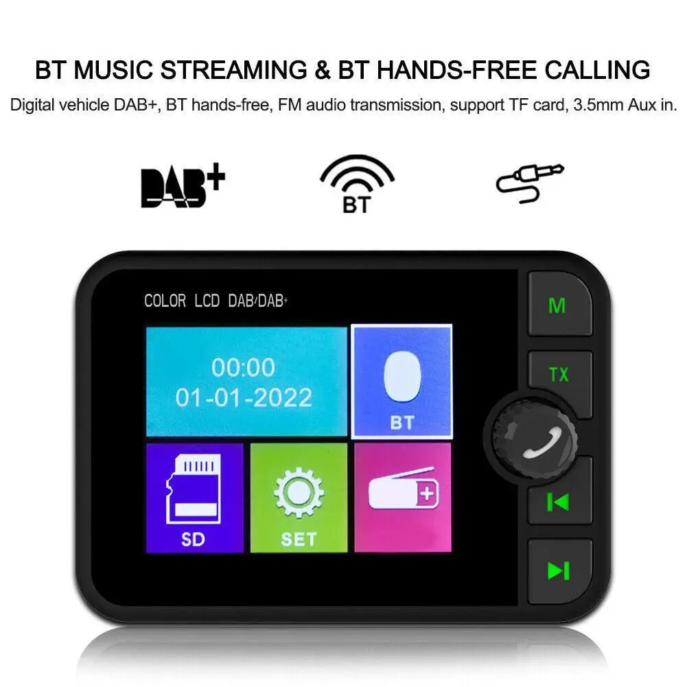 

Stereo MP3 Player 2.4 Inch LCD Color Screen Digital Signal Broadcast Adapter Bluetooth-compatible 5.0 DAB Radio Receiver for Car