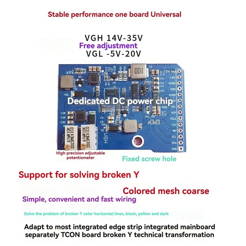 VGH VGL DC Module Repair LCD Panel Broken Y Color Abnormal Horizontal Line LCD Screen Technical Modification DC Board