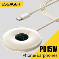 Essager 15W Magnetic Wireless Charger for iPhone 16 15 14 Pro Max Digital Display Wireless Charging Pad for Macsafe for Airpods