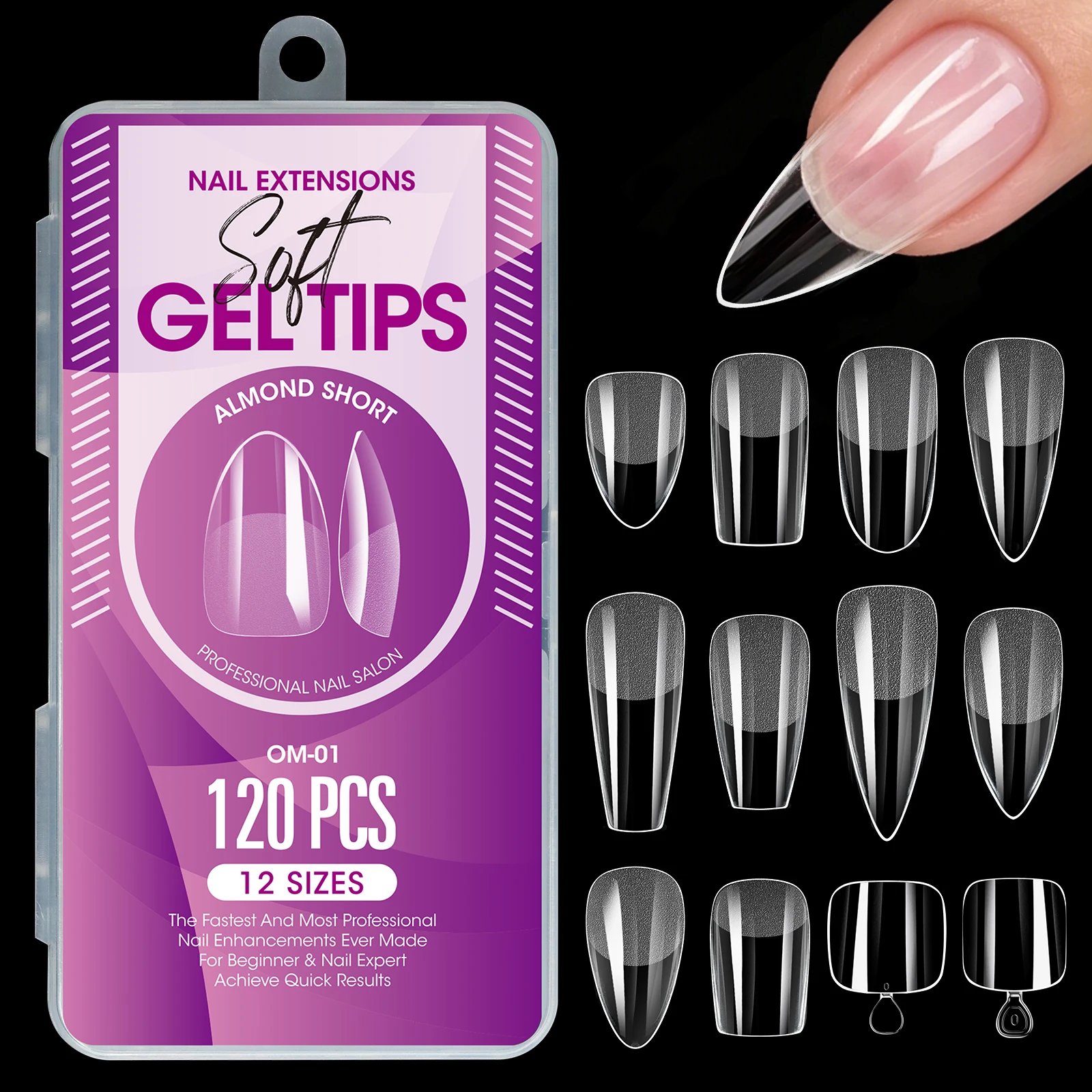 120pcs Semi-Matte Extension Soft Gel Tips Almond Stiletto Coffin French False Nails Full Cover Acrylic Salon Home Press On Nails