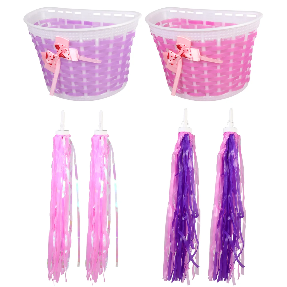 

6 Pcs Bicycle Basket with Ribbon Decorative Supplies Trumpet Ornament Handlebar Bike Streamers Accessories Child Metal