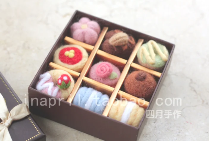 Cute food cartoon animal set wool needlepoint kit wool felt needle felting gift box craft needlecraft DIY handmade