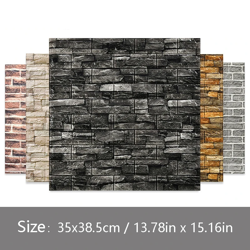 1-10pcs 35x38.5cm 3D Self-adhesive Foam Brick Pattern Wall Stickers Waterproof Anti-collision Decoration Renovated Wallpaper