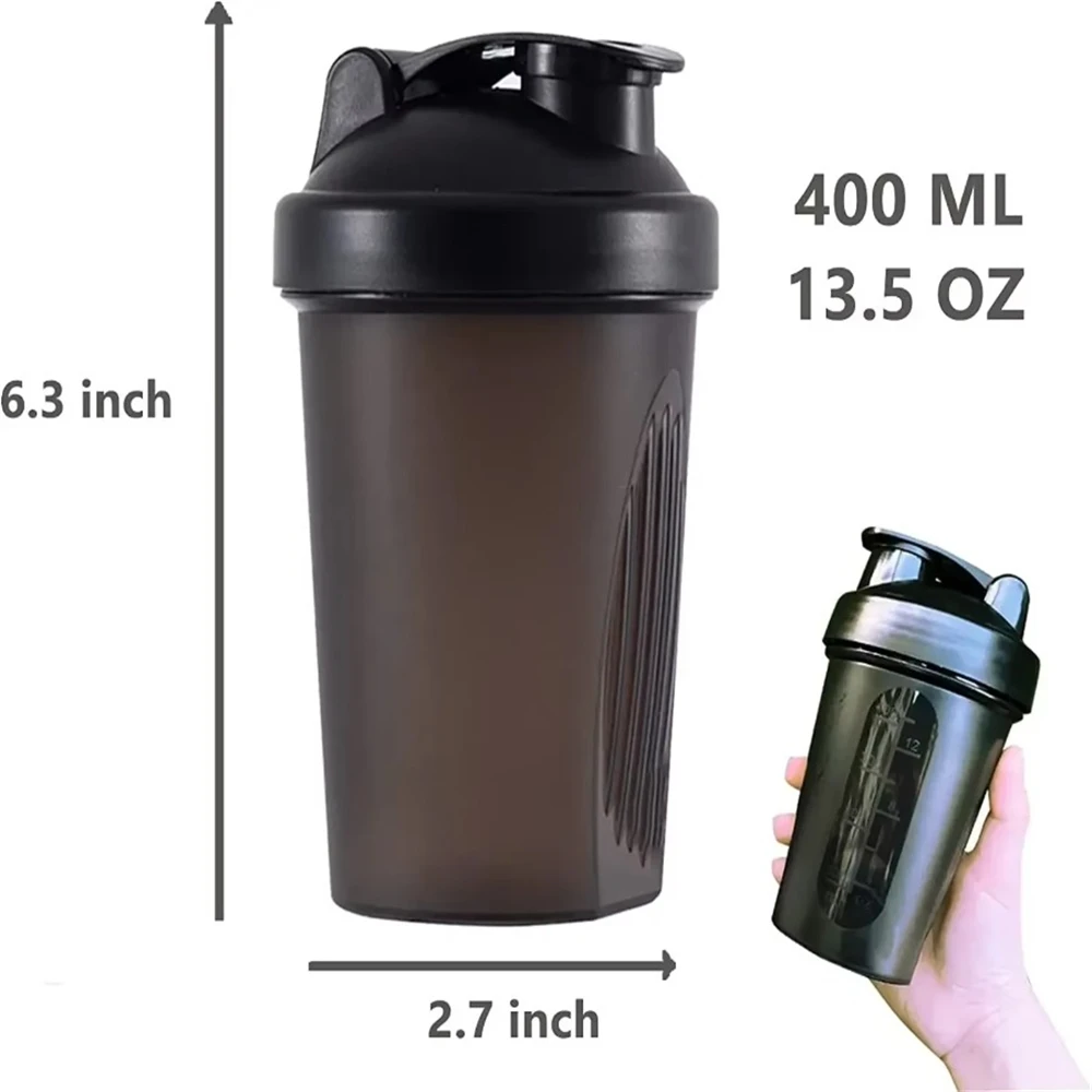 Shaker Bottle 1pc Shaker Bottle with Shaker Balls 400ml Leak Proof Drink Bottle For Shake Pre Work Out Hiking Fitness Cup