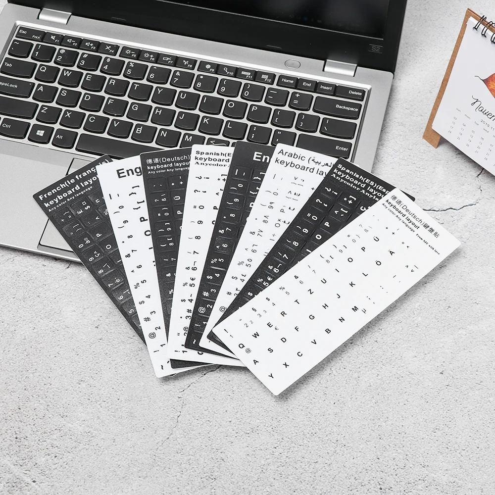 Wear-resistant Keyboard Stickers Spanish/English/Russian/Japanese/Arabic Laptop PC Non-slip Alphabet Layout Keyboard Replacement keyboard stickers