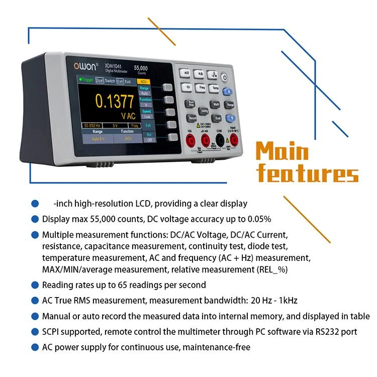 XDM1041/XDM1241 Desktop Digital Multimeter 55000 Counts USB Multimeter True RMS
