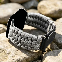 Breathable Hand - Woven Rope Band for Men - Universal Smartwatch Strap (Grey)