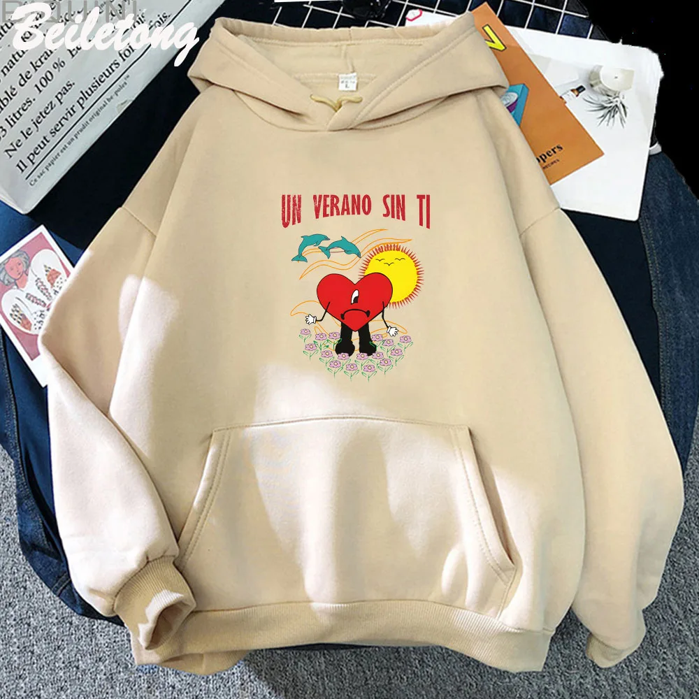 

Un Verano Sin Ti Bad Bunny Women Hoodie Cute Print Women men Clothes Casual Loose Sweatshirt Women Hip Hop Wram graphic hoodie