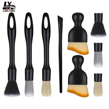 Kit spazzole per pulizia auto Spazzola per dettagli interni automobilistici Spazzola per polvere Spazzola per spazzare in microfibra per veicoli Strumenti per il lavaggio dei fori delle ruote dell'auto