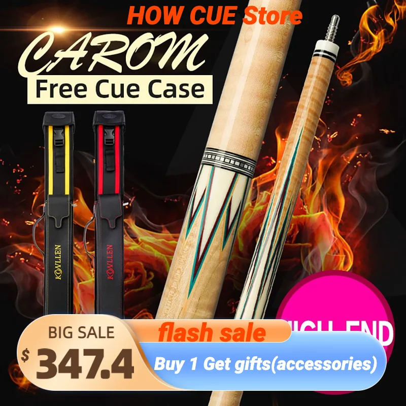 Konllen Carom Cue 3 Cushion Cue 1212.2mm Tip 142cm 12 Pieces In 1