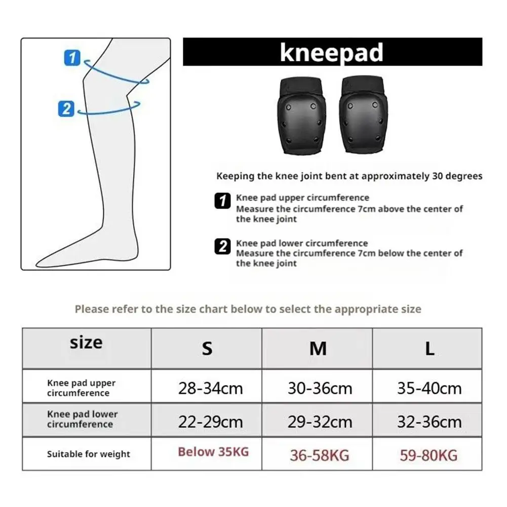 Adult Kids Knee Pads Elbow Pads Wrist Guards 6 In 1 Protective Gear Set Inline Roller Skating Skateboarding Scooter BMX