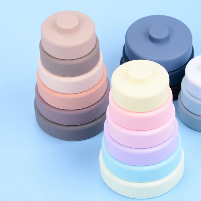 Baby Educational Toys Soft Building Food Grade Silicone Building Blocks Stacking Pyramid Cup Cone BPA Free 2