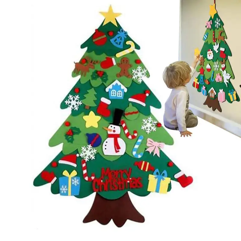

Felt Christmas Tree Detachable durable DIY Felt Christmas Tree Set 21pcs luminated Xmas Felt Tree Ornaments party decoration