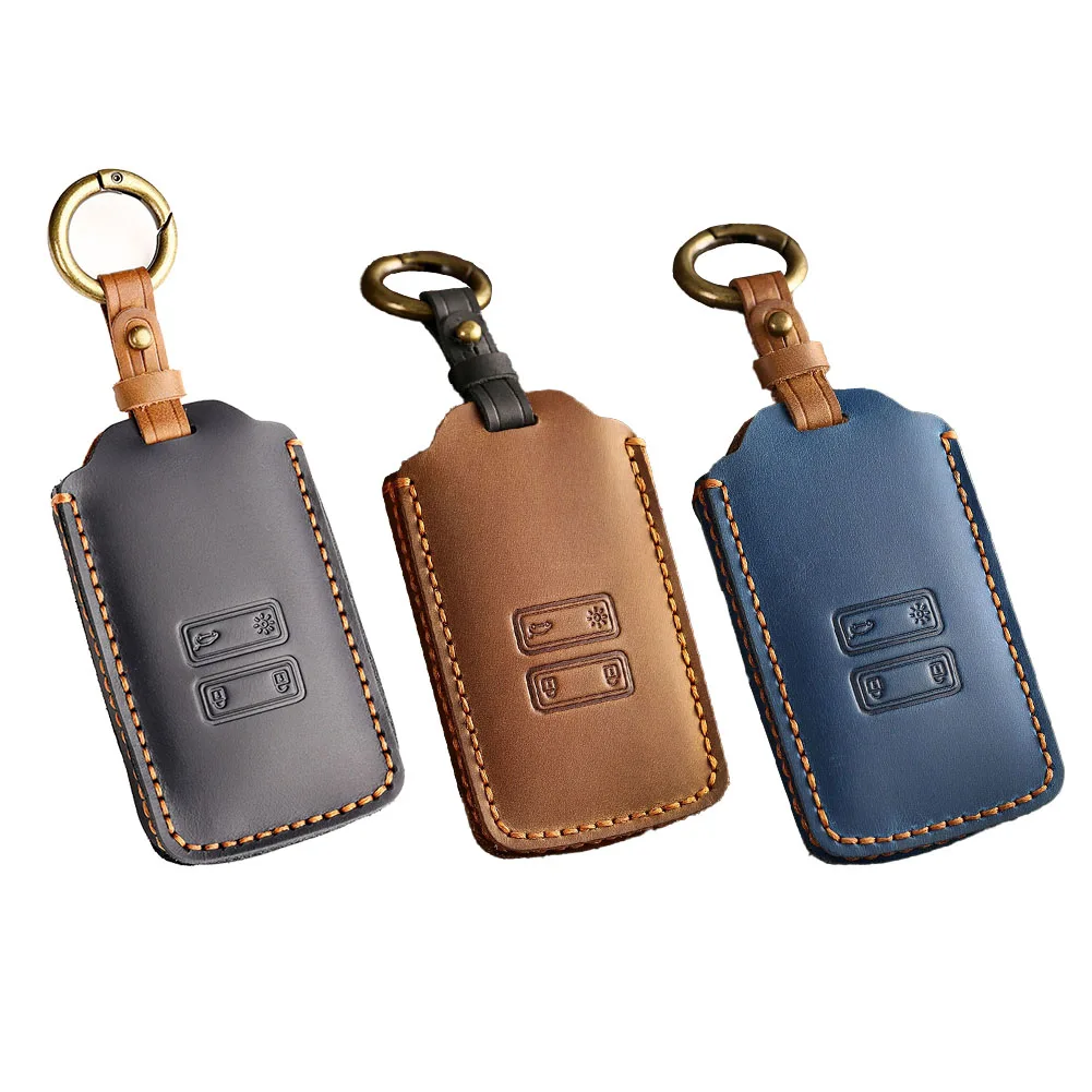 

Leather Car Key Fob Cover Case Protector For-For Captur For Megane