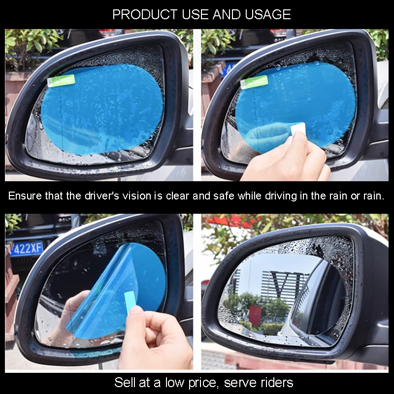 

2pcs Car Rearview Mirror Rainproof Film Rear Mirror Mirror Glass