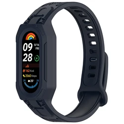 Enhanced Sport Bracelet Wristband with Silicone Strap and Case - Mi Band 10 9 8 (Midnight blue)
