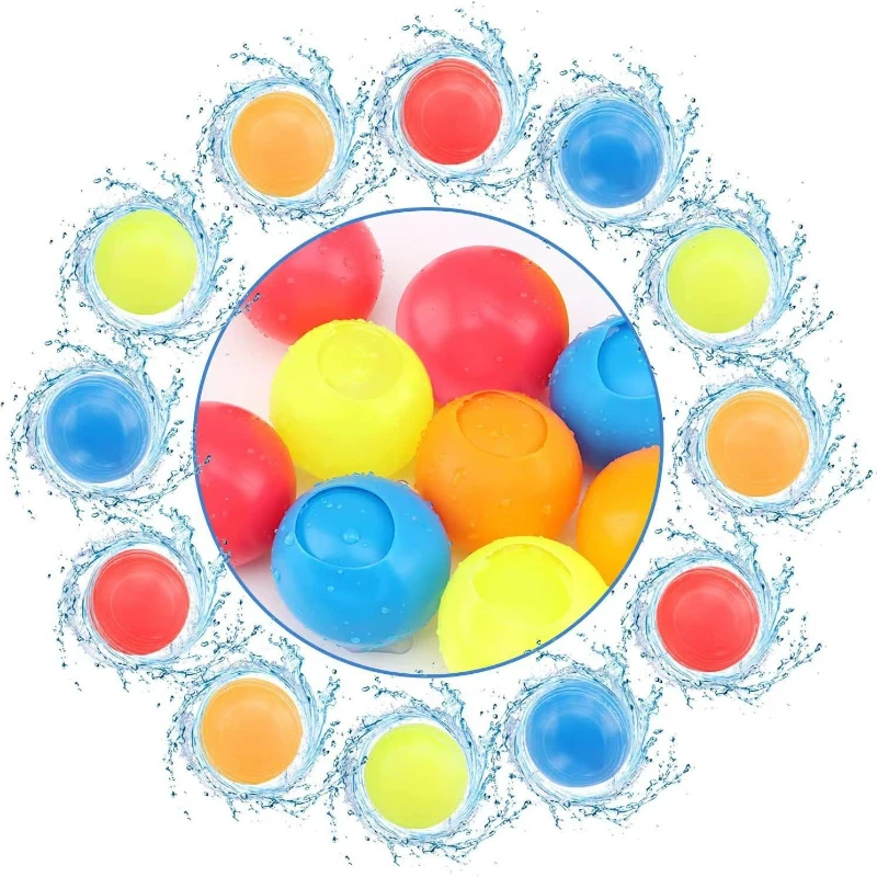 

8pcs Reusable Water Balloons Water Bombs Refills Summer Beach Outdoor Sport Quick Filling Silicone Water Ball Set Kid Fight Game