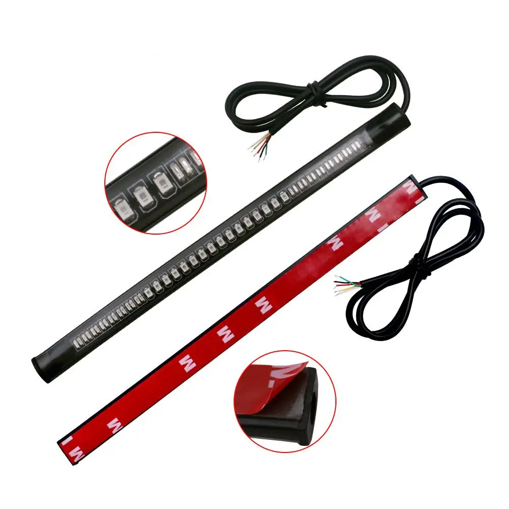 Motorcycle LED Lights 48 LED Light Bar Flexible Strip Tail Turn Signal Tail Rear Brake Stop Bulb 2835 3014 SMD Dual Color