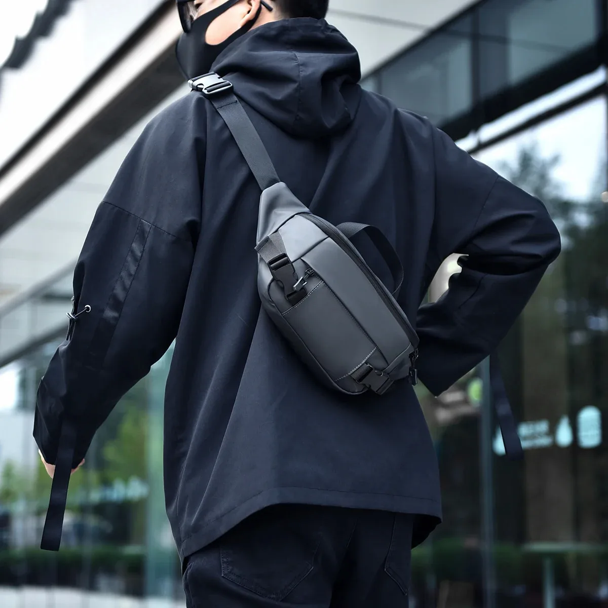 Männer Multifunktionale Brust Tasche Einfarbig Neue Umhängetasche Vielseitige Tragbare Schulter Tasche Große Kapazität Umhängetasche – Detail 3