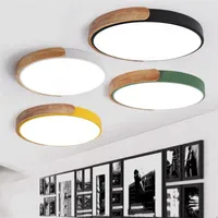 Plafonnier Led chambre led plafonnier salon chambre d'enfants luminaire de cuisine lumière ronde en bois Macaron lustre moderne 4