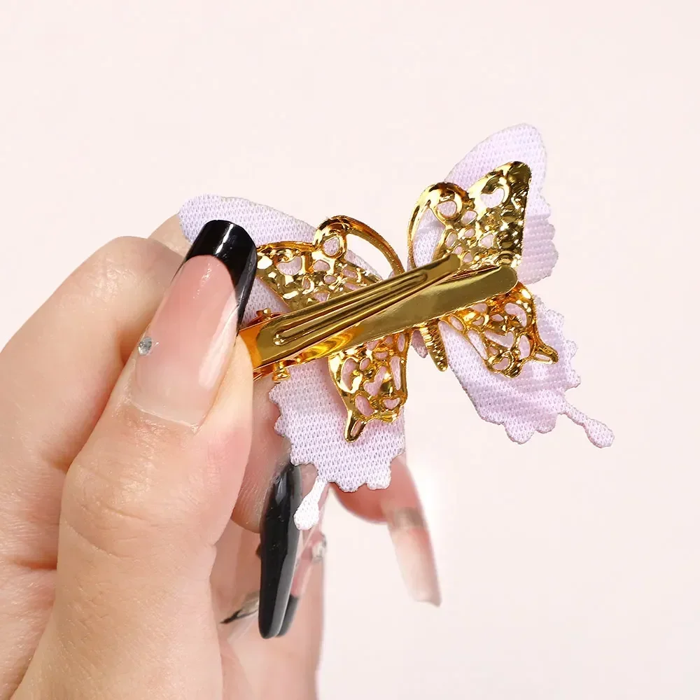 4/6Pcs Colorful Butterfly Hairpins Girl Hair Clips Barrettes Women Sweet Hair Ornament Rainbow Headwear Fashion Hair Accessories 4