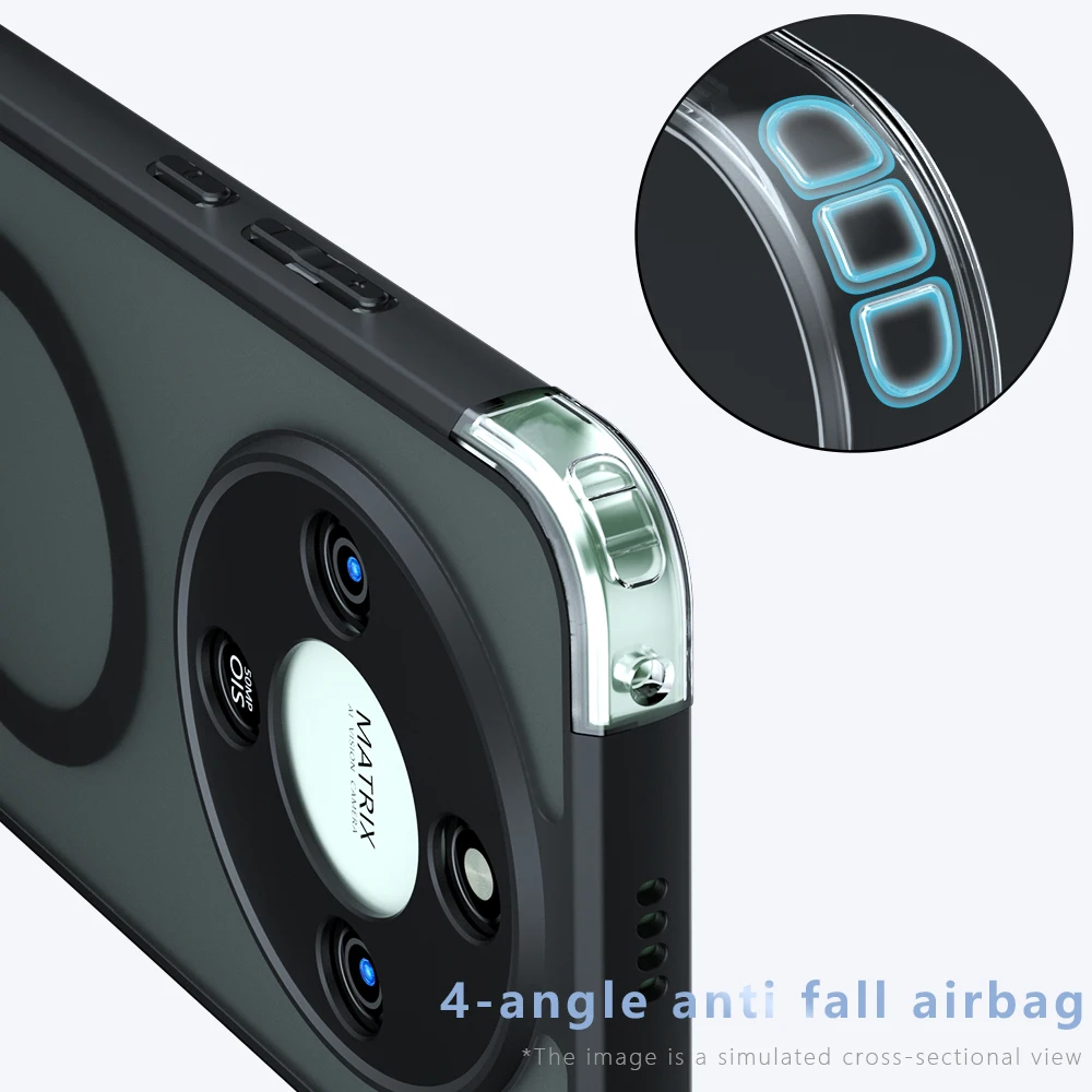Shockproof Magnetic Wireless Charging TPU Phone Case with Matte Plastic Back Cover