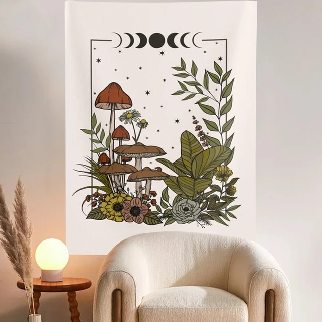 Gomba Gobelin Falfal Lógó Boho Fali Vintage Dekoráció Goblincore Természet Kárpit Boszorkány Gombák Fal Művészet - Image 3