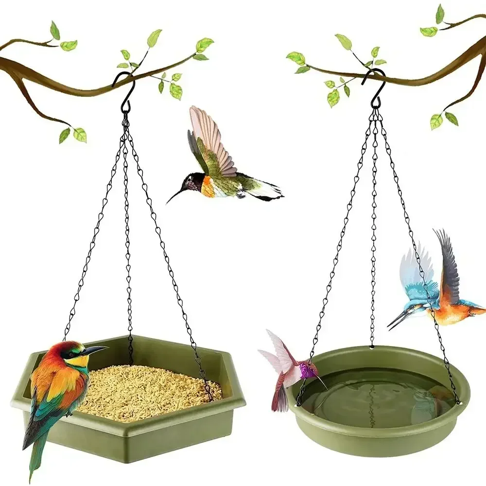 Bird Bath Hanging Bird-Feeder Garden Bird Drinking Plate Baths for Outdoors(2pcs) Hummingbird Feeder