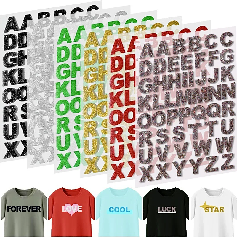1개 아름다운 맞춤형 문자 열전사 패치 A-Z 스티커 쉽게 자를 수 있는 DIY 의류 스티커 열 패치 의류용