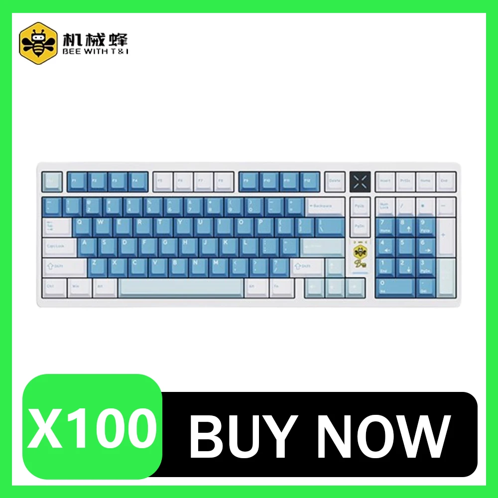 

Bee с T & I X100 индивидуальная механическая клавиатура, беспроводная трехрежимная клавиатура из алюминиевого сплава с подсветкой