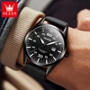 OLEVS 9962 Fashion Quartz Watch Gift Round-dial Genuine Leather Watchband Calendar 3