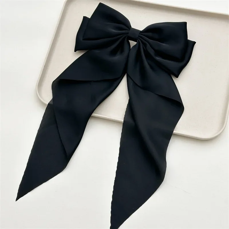Elegant Sweet Pink Satin Bow Hair Clips