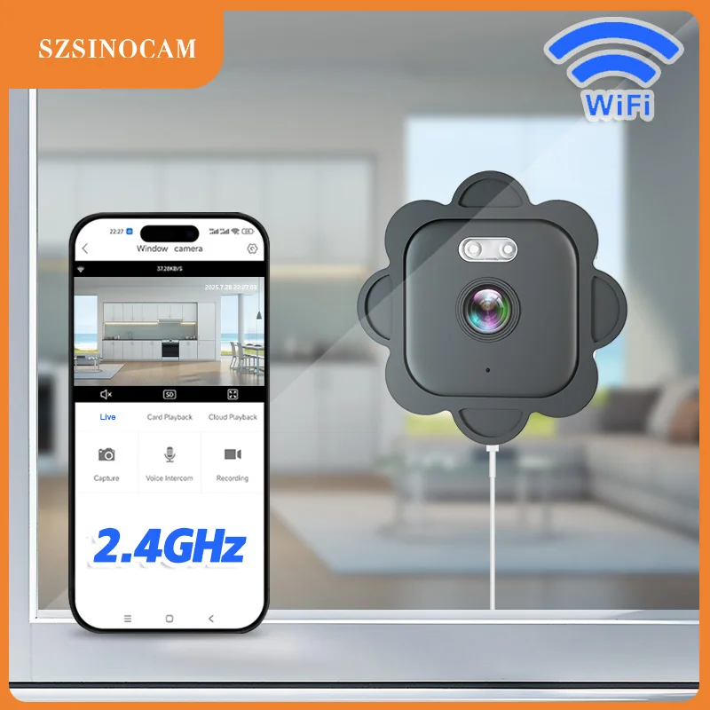 SZSINOCAM 2.4Ghz WiFi IP Camera Indoor Magnetic Window Security Camera Mini Stick-on Glass Surveillance 1